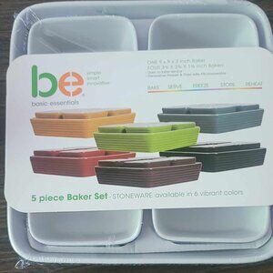 5-Piece Nonstick, Toxin-Free, Ceramic, Stoneware Set with Oven Pan, Bakers, & Ov